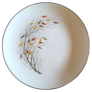 Vtg 50s Salad Plate Autumn Song (Platinum) Homer Laughlin Tree Autumn Leaves